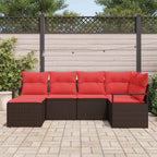 Sofa Set mit Kissen 6 pcs Braun Poly Rattan