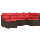 Sofa Set mit Kissen 6 pcs Braun Poly Rattan