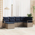Sofa Set mit Kissen 6 pcs Grau Poly Rattan