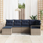 Sofa Set mit Kissen 6 pcs Grau Poly Rattan