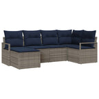 Sofa Set mit Kissen 6 pcs Grau Poly Rattan