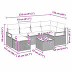 Sofa Set 7 pcs Braun Poly-Rattan