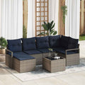 Sofa Set mit Kissen 7 pcs Grau Poly Rattan