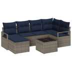Sofa Set mit Kissen 7 pcs Grau Poly Rattan