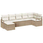 Sofa Set mit Kissen 7 pcs Beige Poly Rattan