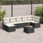 Sofa Set mit Kissen 8 pcs Schwarz Poly Rattan