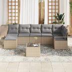 Sofa Set mit Kissen 8 pcs Beige Poly Rattan