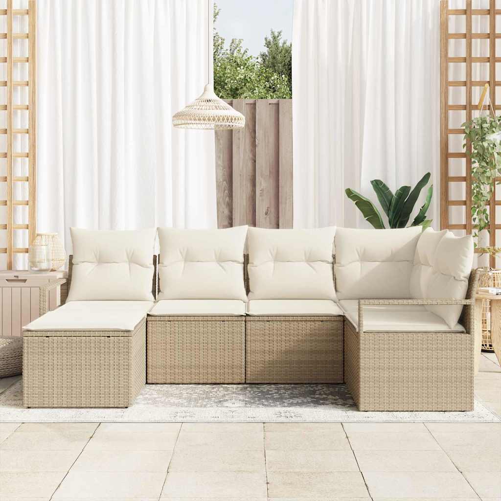 Sofa Set 8 pcs Beige Poly-Rattan