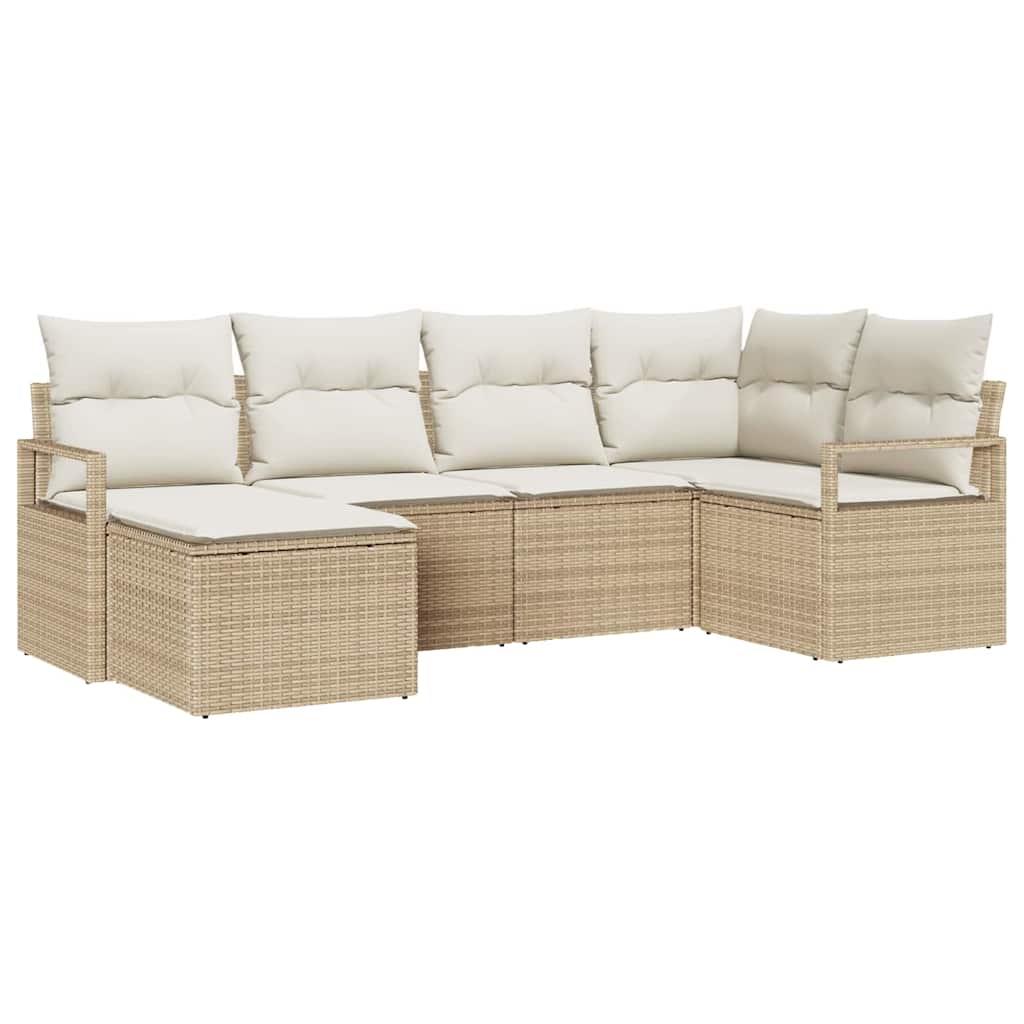 Sofa Set 8 pcs Beige Poly-Rattan