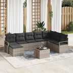 Sofa Set mit Kissen 8 pcs Hellgrau Poly Rattan