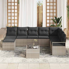 Sofa Set mit Kissen 8 pcs Hellgrau Poly Rattan