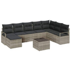 Sofa Set mit Kissen 8 pcs Hellgrau Poly Rattan