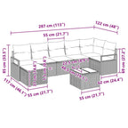 Sofa Set mit Kissen 8 pcs Hellgrau Poly Rattan
