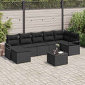 Sofa Set mit Kissen 8 pcs Schwarz Poly Rattan
