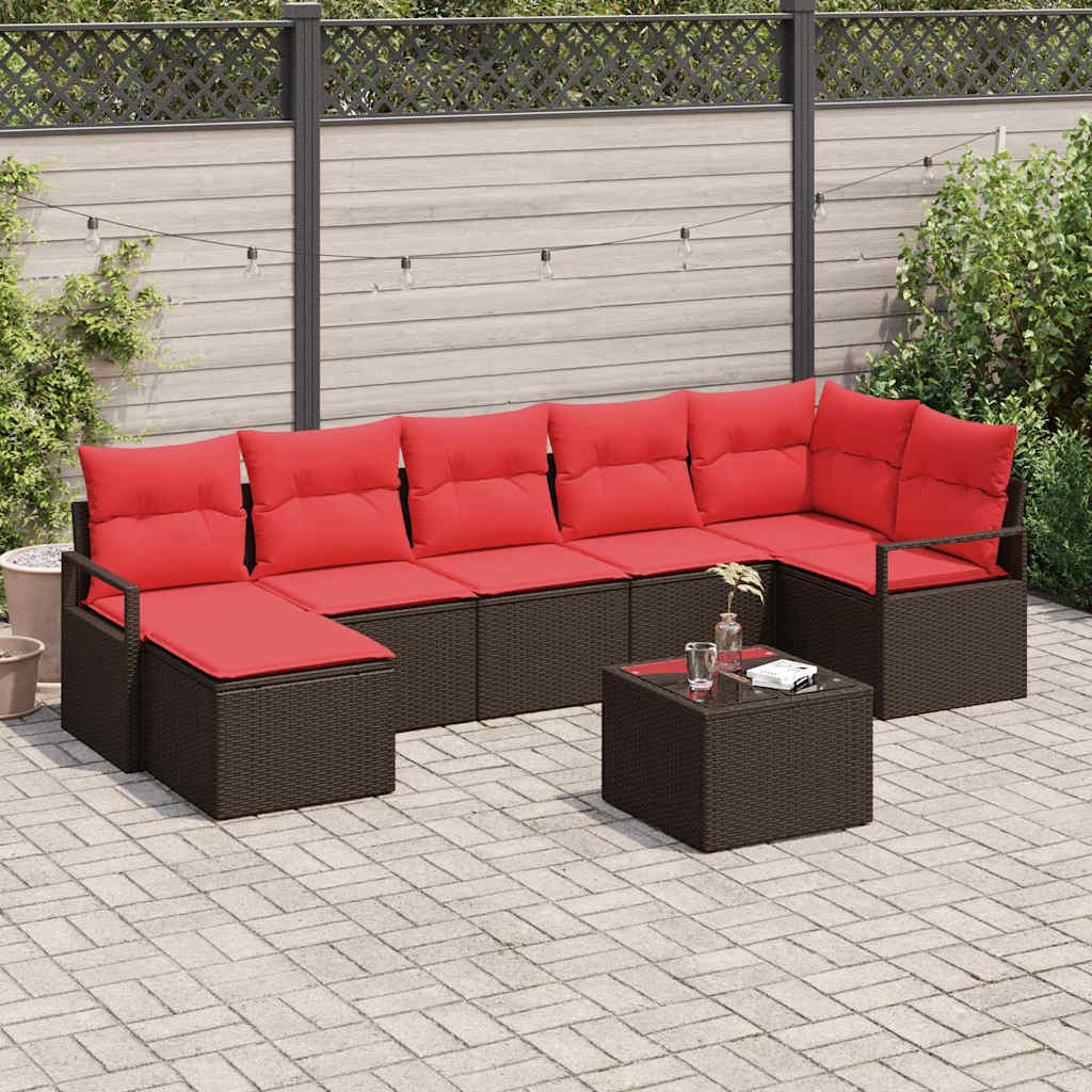 Sofa Set 8 pcs Braun Poly-Rattan