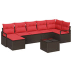 Sofa Set 8 pcs Braun Poly-Rattan