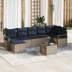 Sofa Set mit Kissen 8 pcs Grau Poly Rattan