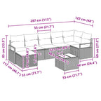 Sofa Set mit Kissen 8 pcs Schwarz Poly Rattan