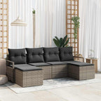 Sofa Set 6 pcs Grau Poly-Rattan