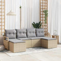 Sofa Set mit Kissen 6 pcs Beige Poly Rattan
