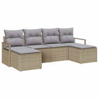 Sofa Set mit Kissen 6 pcs Beige Poly Rattan