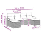 Sofa Set 6 pcs Hellgrau Poly-Rattan