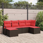 Sofa Set mit Kissen 6 pcs Braun Poly Rattan
