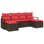 Sofa Set mit Kissen 6 pcs Braun Poly Rattan
