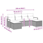 Sofa Set mit Kissen 6 pcs Grau Poly Rattan