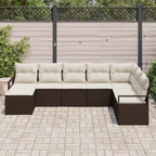 Sofa Set mit Kissen 8 pcs Braun Poly Rattan
