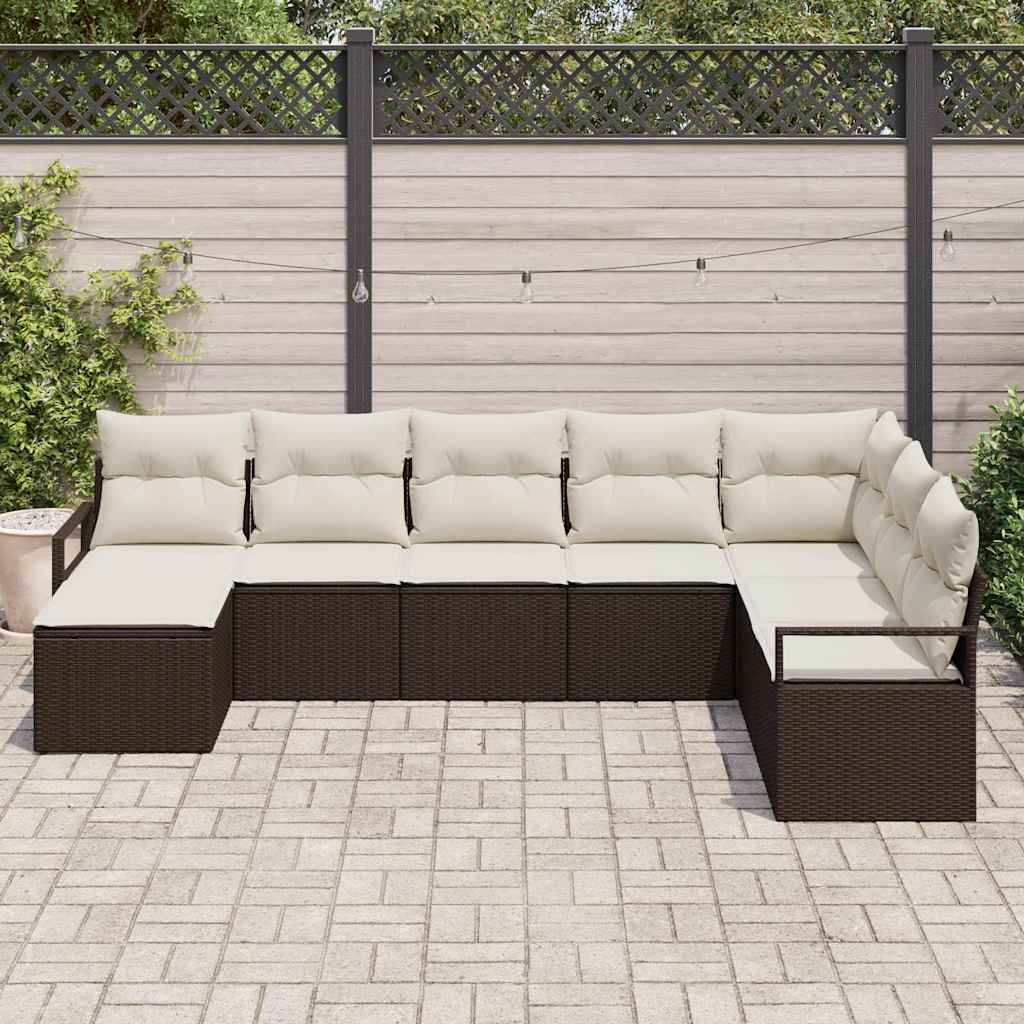 Sofa Set mit Kissen 8 pcs Braun Poly Rattan
