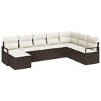 Sofa Set mit Kissen 8 pcs Braun Poly Rattan