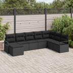 Sofa Set mit Kissen 8 pcs Schwarz Poly Rattan