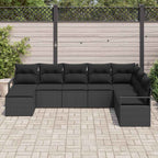 Sofa Set mit Kissen 8 pcs Schwarz Poly Rattan