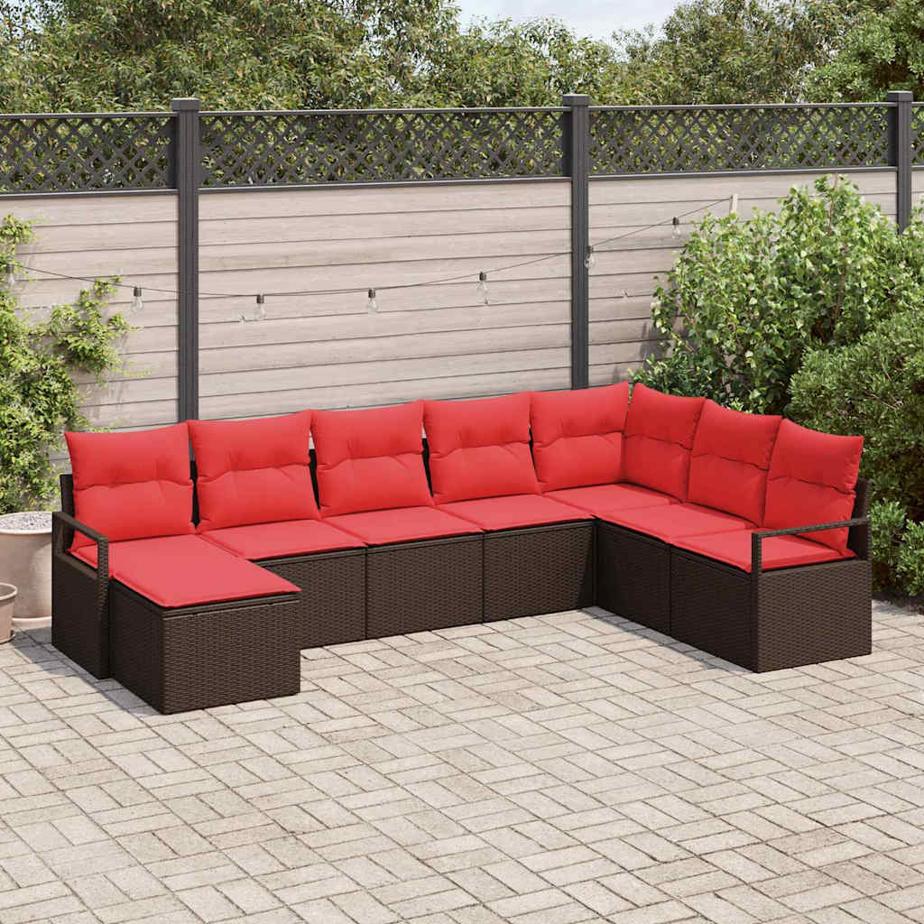 Sofa Set mit Kissen 8 pcs Braun Poly Rattan