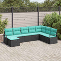 Sofa Set mit Kissen 8 pcs Schwarz Poly Rattan