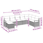 Sofa Set mit Kissen 8 pcs Schwarz Poly Rattan