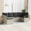 Sofa Set mit Kissen 6 pcs Hellgrau Poly Rattan