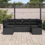 Sofa Set mit Kissen 6 pcs Schwarz Poly-Rattan
