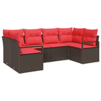 Sofa Set mit Kissen 6 pcs Braun Poly Rattan