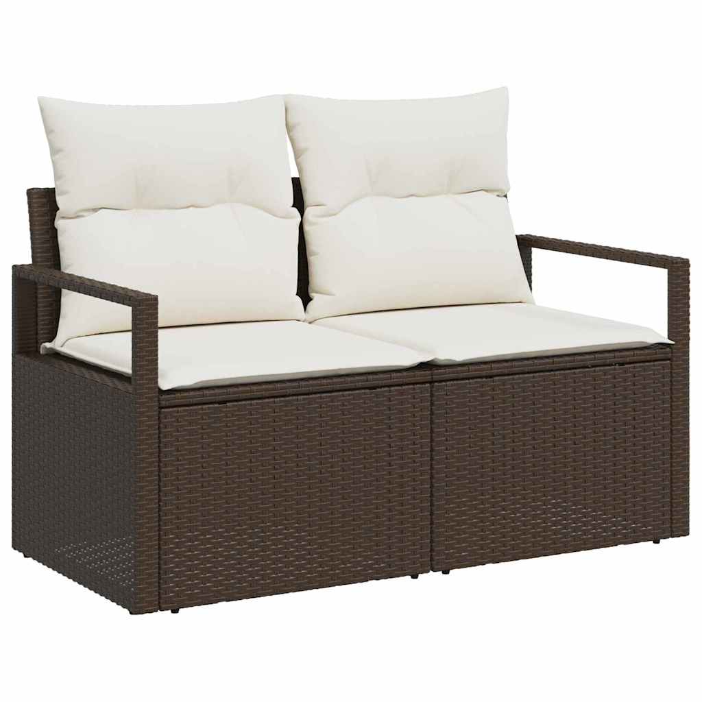 Sofa Set mit Kissen 7 pcs Braun Poly Rattan