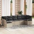 Sofa Set mit Kissen 7 pcs Hellgrau Poly Rattan