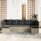 Sofa Set mit Kissen 7 pcs Hellgrau Poly Rattan