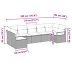 Sofa Set mit Kissen 7 pcs Hellgrau Poly Rattan