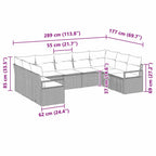 Sofa Set mit Kissen 9 pcs Schwarz Poly Rattan