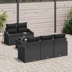 Sofa Set mit Kissen mit Kissen 6 pcs Schwarz Poly Rattan