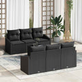 Sofa Set mit Kissen mit Kissen 7 pcs Schwarz Poly Rattan