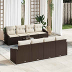 Sofa Set mit Kissen 9 pcs Braun und Creme Poly Rattan