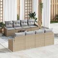 Sofa Set mit Kissen 9 pcs Beige und Hellgrau Poly Rattan