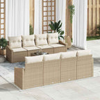 Sofa Set mit Kissen 9 pcs Beige und Creme Poly Rattan